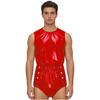 S-3XL Mens Waterproof Bodysuit Openable Crotch with Buttons Sleeveless Back Zipper Elastic Waistband One-piece Romper Jumpsuit for Clubwear Swimming