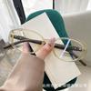 New oval frame TR ultra-light R letter decorative anti-blue flat mirror can be equipped with myopia glasses frame