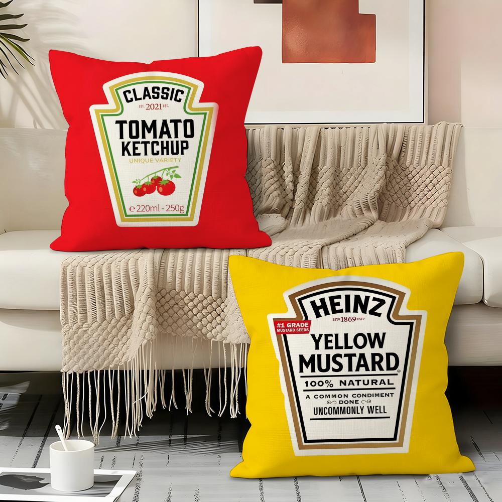 Funny K-Ketchup Label Pillow Case Linen Pillow Covers Cover For Couch Living Room Bench Patio Floor Linen Home Decor