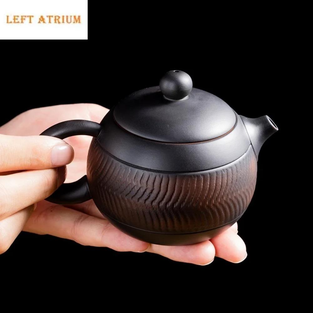 Jianshui Lera Lila Keramik Skulpterad Tekanna Handmålad Antik Relief Tekanna Hushållstekanna Kung Fu Tekanna Vattenkokare