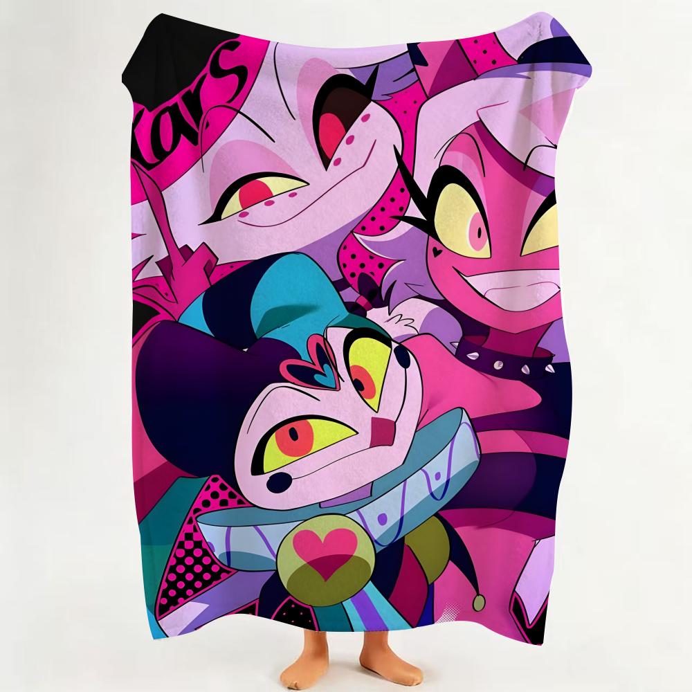 cartoon H Helluva B Boss Throw Flannel Throw Blanket Suitable for Sofa Living Room Bedroom