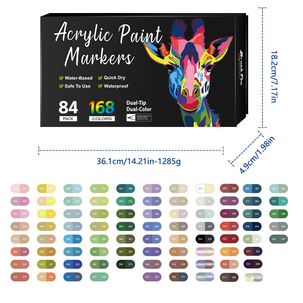 Dual Tip Dual Color Acrylic Marker Pen Kids Graffiti Painting Stationery Set 111 Colors Marker Pen For Art Creation