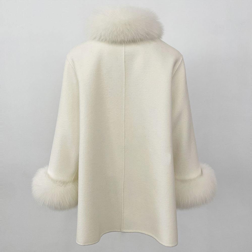 OFTBUY 2024 Autumn Winter Jacket Natural Real Fox Fur Collar Thick Warm Wool Blends Coat Women Outerwear Streetwear
