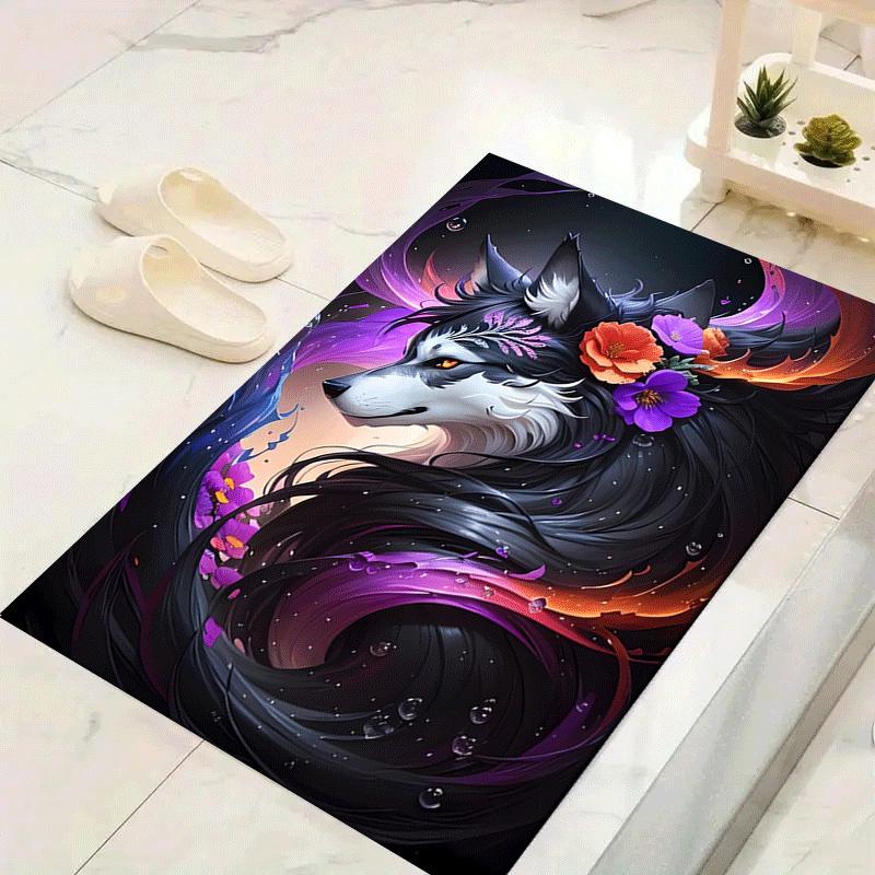 1pc Evil wolf Print, Design Indoor Area Rug, Soft, Anti-Slip, and Durable Gaming Room Decor for Bedroom, Living Room, and Exercise Rugs, Per
