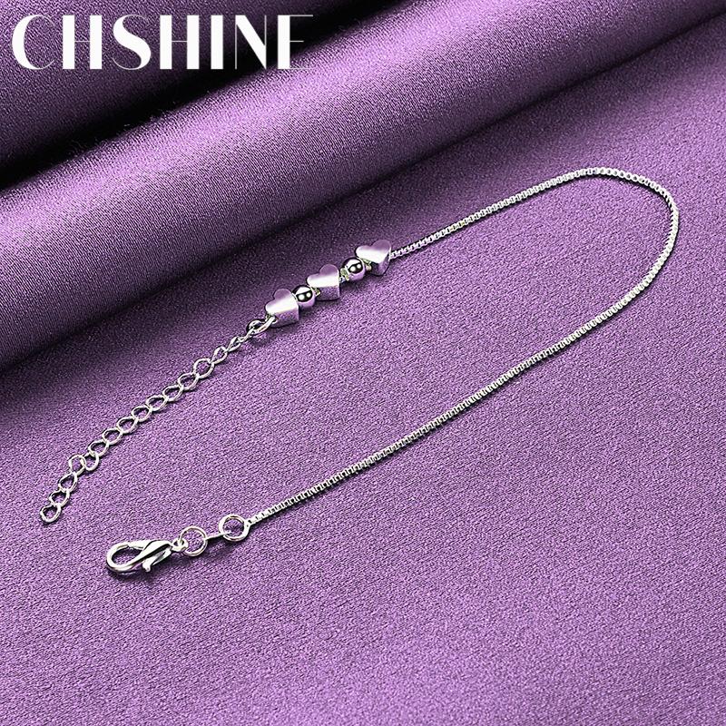 CHSHINE 925 Sterling Silver Small Heart Chain Bracelet For Women Wedding Party Fashion Charm Jewelry