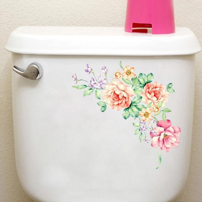 Peony Flower Wall Stickers Home Decoration Wallpaper Vinyl Wall Stickers Children Living Room Toilet Refrigerator Stickers LS
