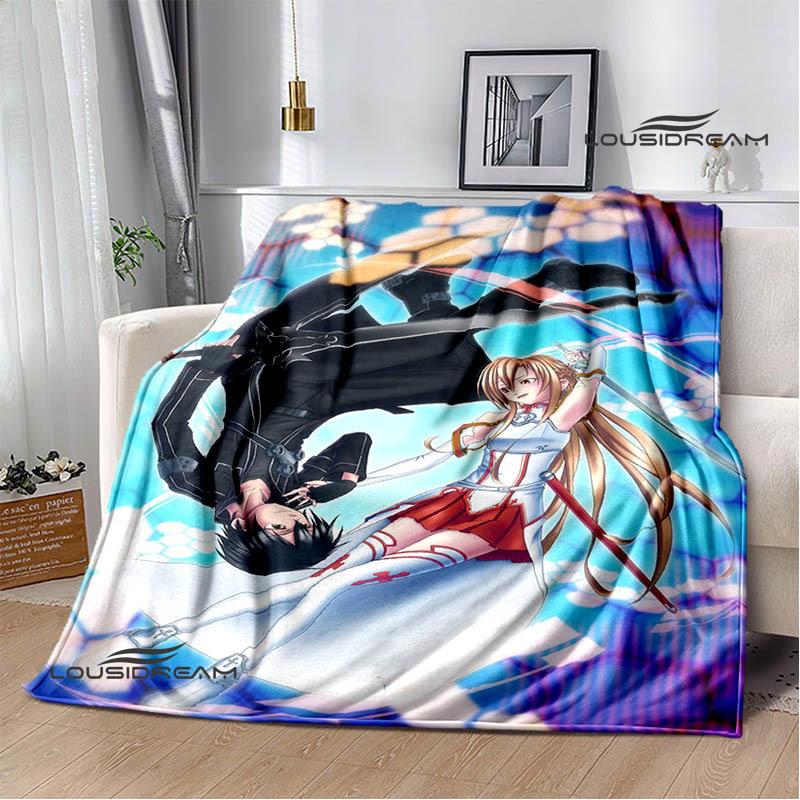 Cartoon Sword Art Online Printed Blankets Picnic Blanket Warm Flannel Blankets Home Bed Linings Blankets for Beds Birthday Gift