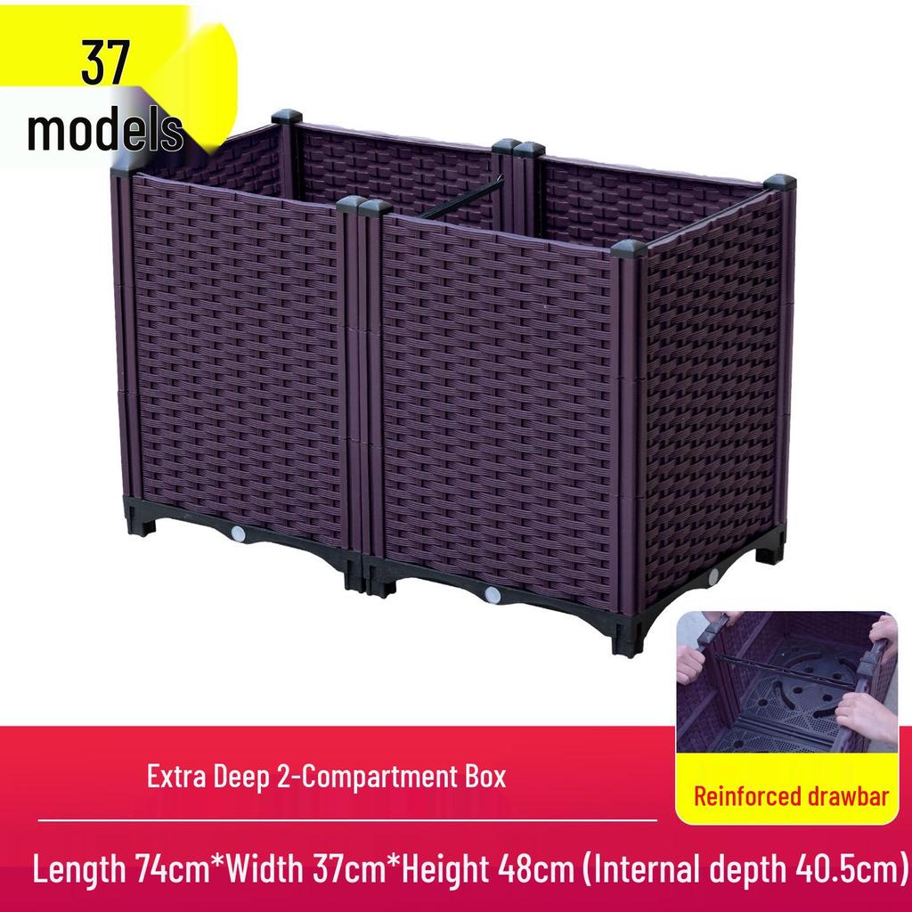 Outdoor Flower & Vegetable Planter: Large Rectangular Plastic Box for Balcony & Rooftop Gardening