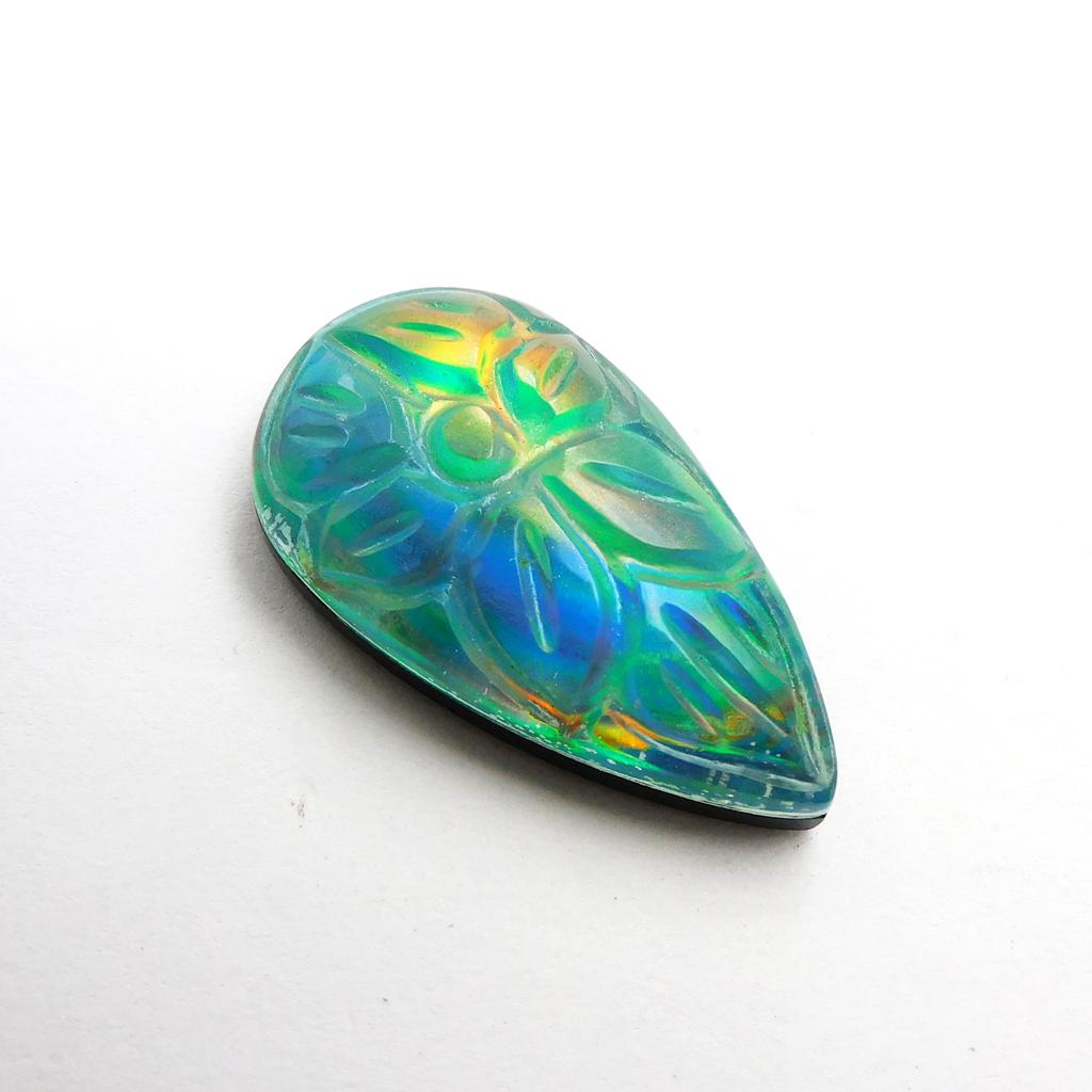 23 Ct Lab Created Doublet Opal Pear Stunning Certified Loose Gemstone