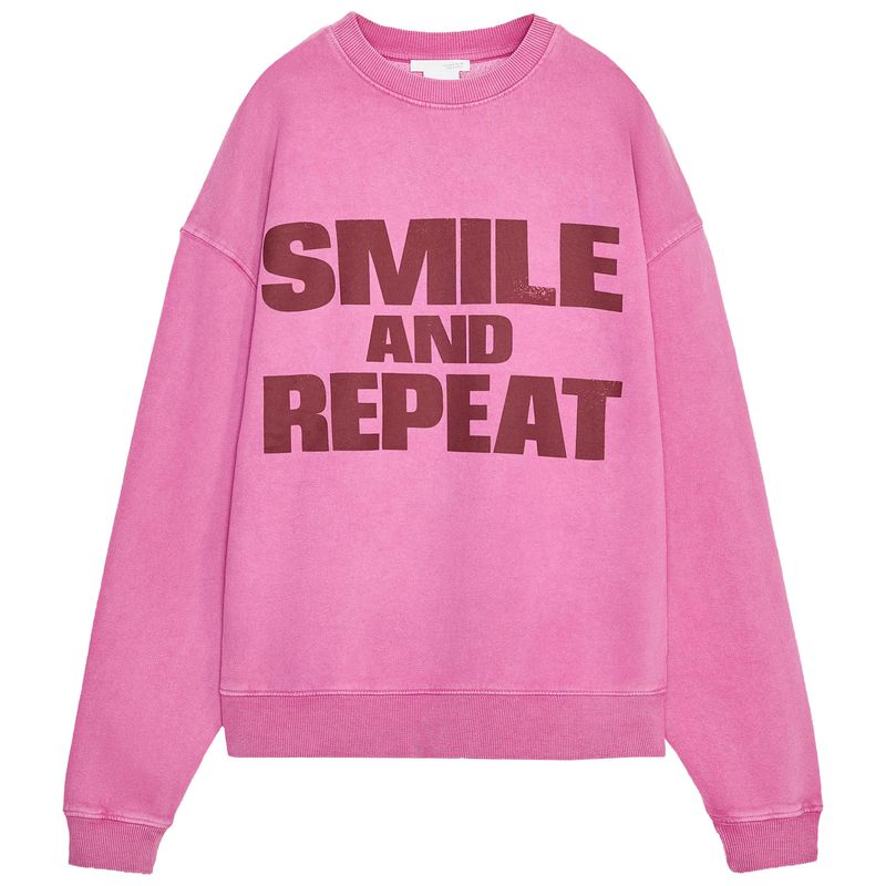Zaprha 2025 Autumn New Rib Trim Smiley Wash Effect round Neck Long sleeve Hoodie 6050020