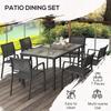 Seven Piece Casual Outdoor Dining Set With Wood Effect Table Grey