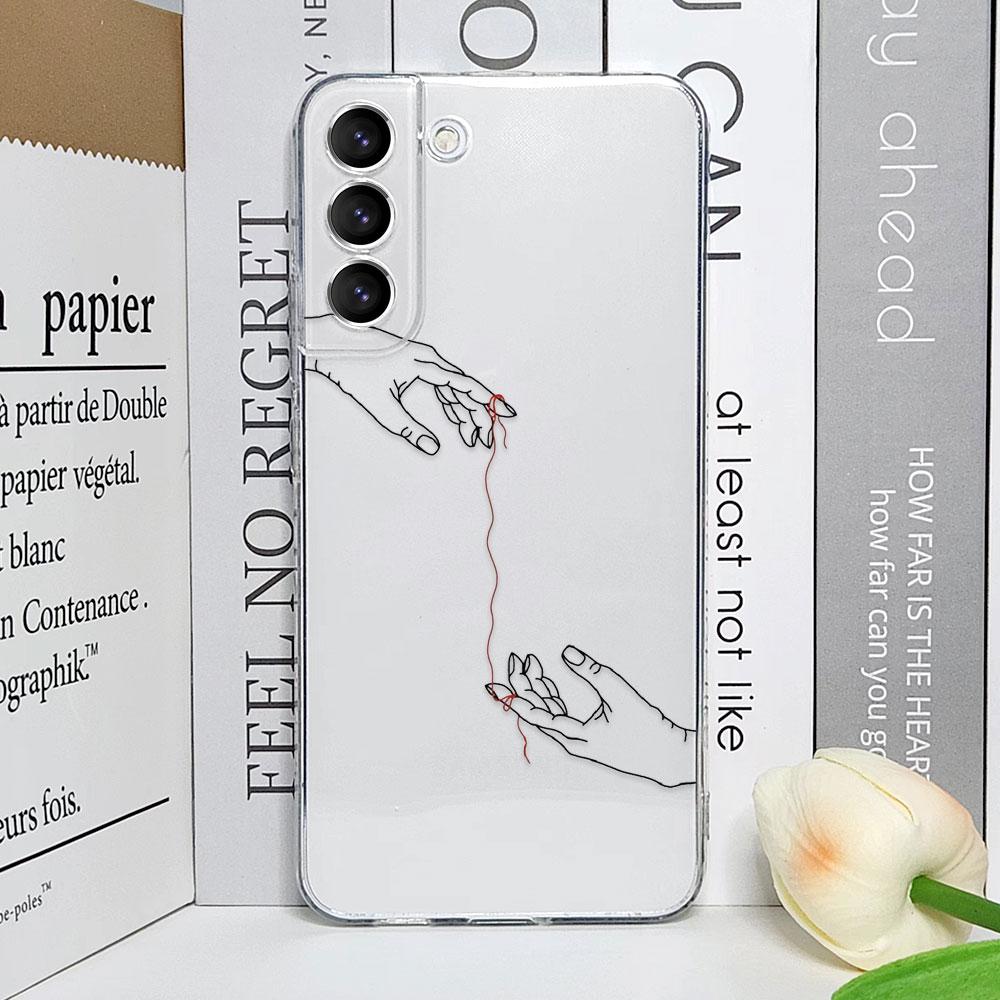 Abstract Line Face Aesthetic Clear Phone Case for Samsung Galaxy S24 S23 Ultra S22 Plus S21 FE S20 5G Soft Silicone Cover Fundas