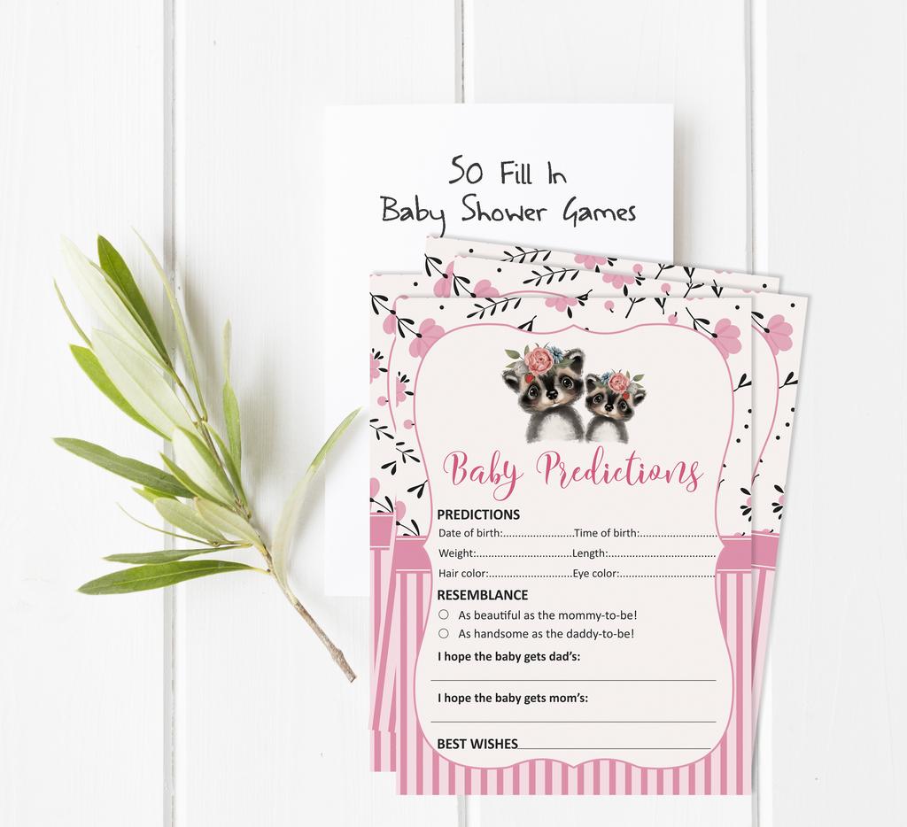 Inkdotpot Baby Shower Game Set Of 50 BabyA  AlphabetA  ABCA  Game Raccoon Jungle Animals Party