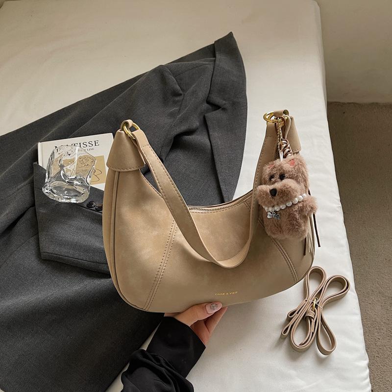 Niche retro suede dumpling bag autumn and winter new fashion matte shoulder bag commuter armpit bag
