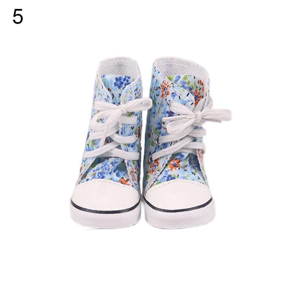 DIY Russia For 43cm Baby 7cm American Doll Shoes Flowers Sneakers Boots 18Inch Doll Canvas Shoes