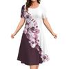 Damen Sommer Mode lockeres Kleid elegantes Rundhals kurzärmeliges Kleid