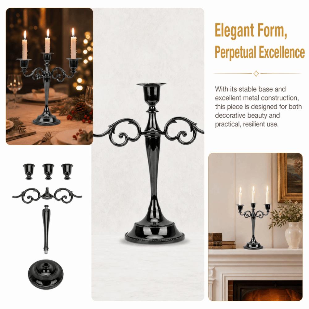 9.84x10.63in Antique Metal Candle Holder Metal Dinner Decor Candle Stand Dining Table Arrangement