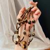 Vintage Natural Tiger'S Eye Stone Round Beads Maillard Niche Personality Design Sense Collarbone Chain High Sense Necklace