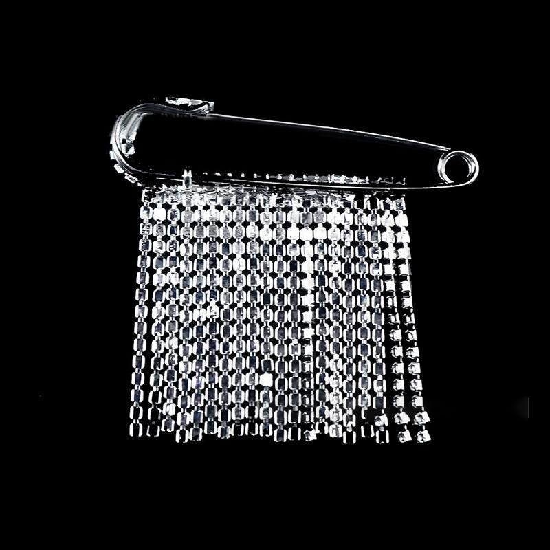 Rhinestone Tassel Brooch For Women Elegant Lapel Pin For Sweater And Suit Unisex Jewelry For Party Accessory