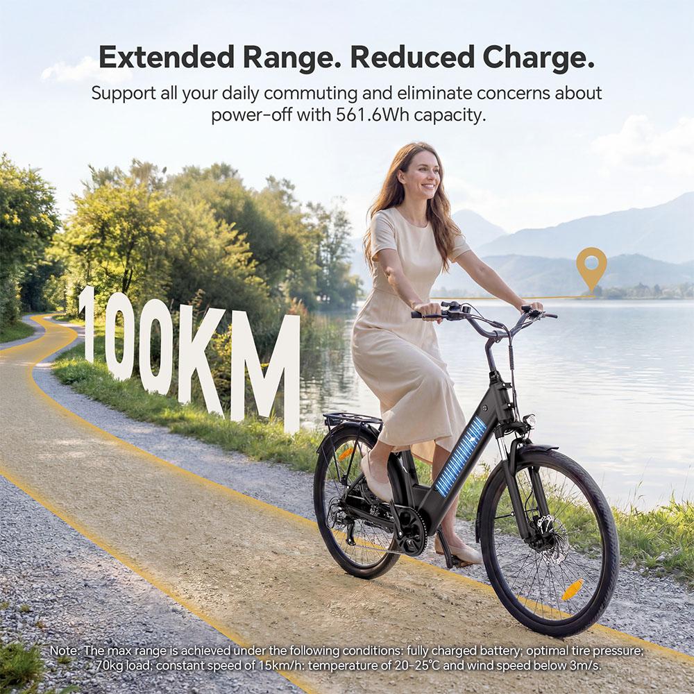 Touroll J2 ST Pro Hydraulic Disc Brake Electric Bike – 45Nm Motor, 100km Range, Step-Through Urban Commuter