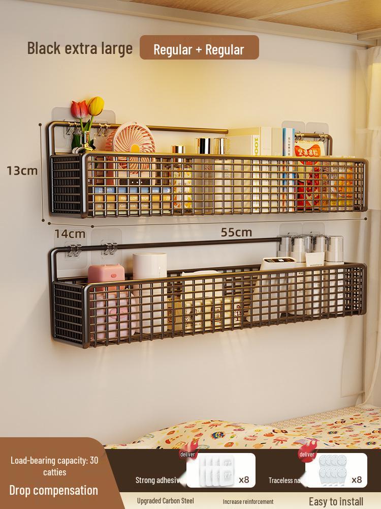 Punch-free Wall Shelf: Bedside Storage for Dorms & Bunks