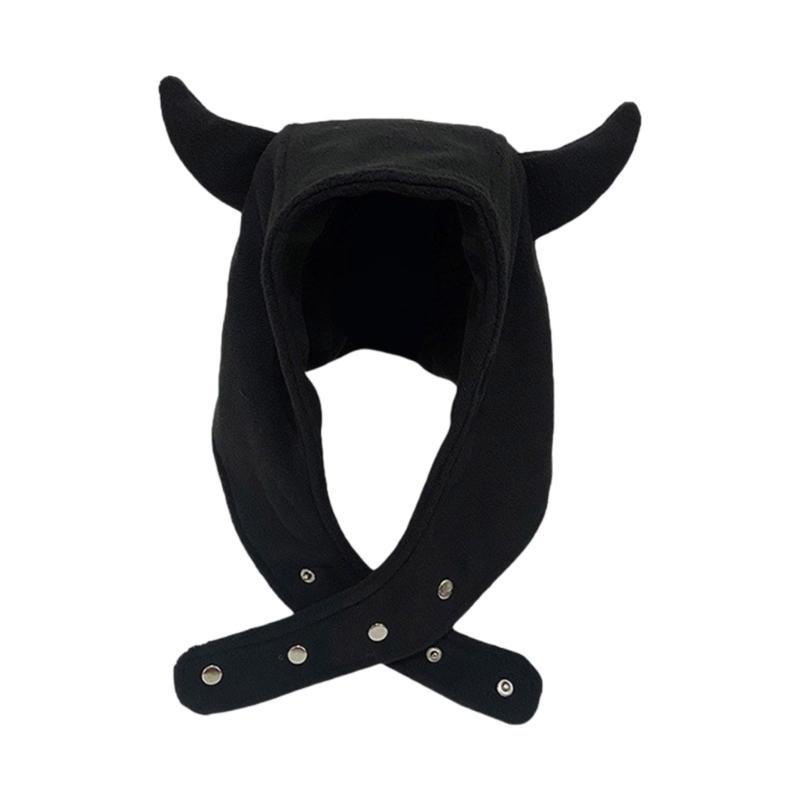 Breathable Head Cover with Button for Outdoor Sports Adjustable Hat with Horn Moisture Wicking Hat for Outdoor Activity