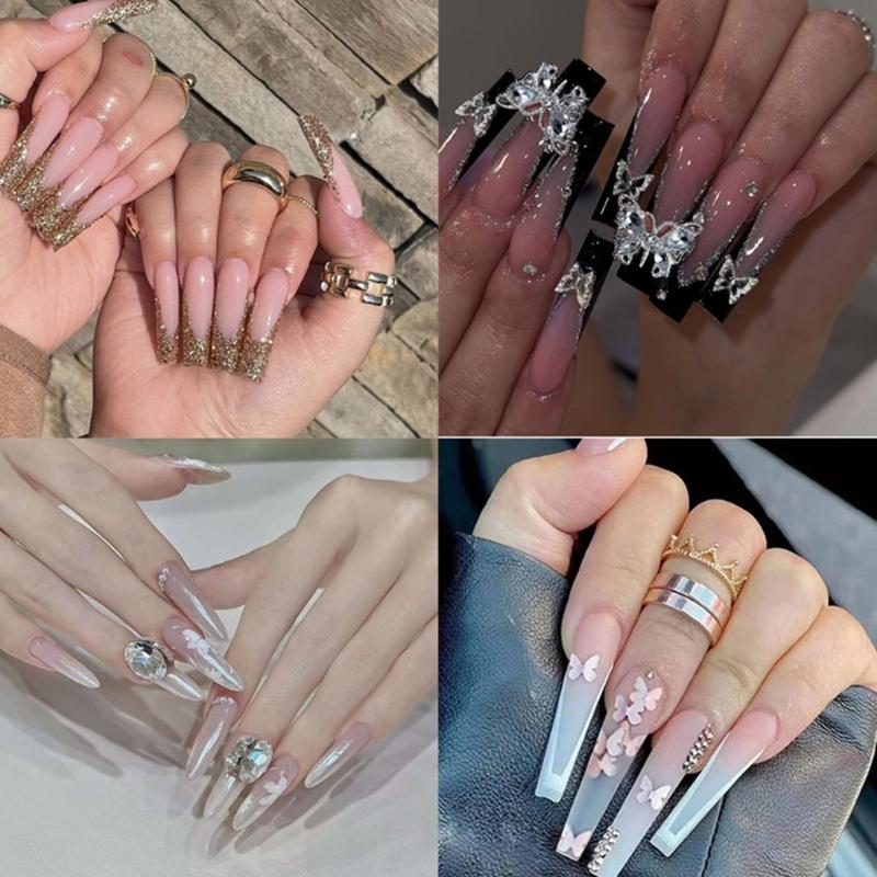 504x Clear Nail Tips for Acrylic Nails Extra Long Full Cover Tips Ballerinas False Nails Soft Gels Tips Nail Supplies