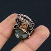 Natural Labradorite Gemstone Handmade Copper Wire Wrap Ring Size 4.5 S1a02