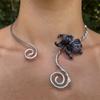 Multi Layered Flower Collarbone Chain Spiral Zinc Zinc Alloy Neck Personalized Iris Flower Necklace  Daily