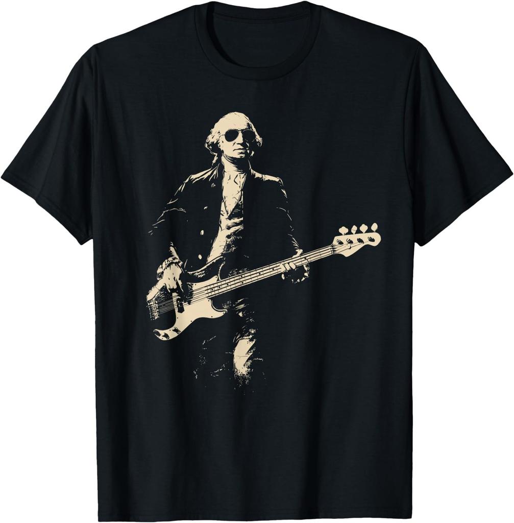Funny Bass Face Washington School History Musician Theme T-Shirt