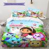 Gabby's Dollhouse Pattern Bedding,Quilt Set Quilt Cover Pillowcase Home Birthday Gift (1 * Duvet Cover + 2 * Pillowcase, Without Core)