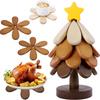 Baum-Topfuntersetzer aus Holz für heiße Gerichte, Weihnachtsbaum-förmiges Topfuntersetzer-Set aus 4 Stück für Hot-Pot-Pfannen, Holz-Untersetzer für Schüsseln, Teekannen, Getränke, Teller, Haustisch