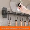 Punch-Free Wall-Mounted Kitchen Storage Rack with Hooks for Pots, Turners, and Spoons