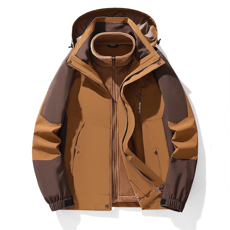 Uomo Autunno/Inverno Giacca a vento 3 in 1 Capispalla Coppia Abbigliamento da escursionismo e alpinismo Parka antivento impermeabile