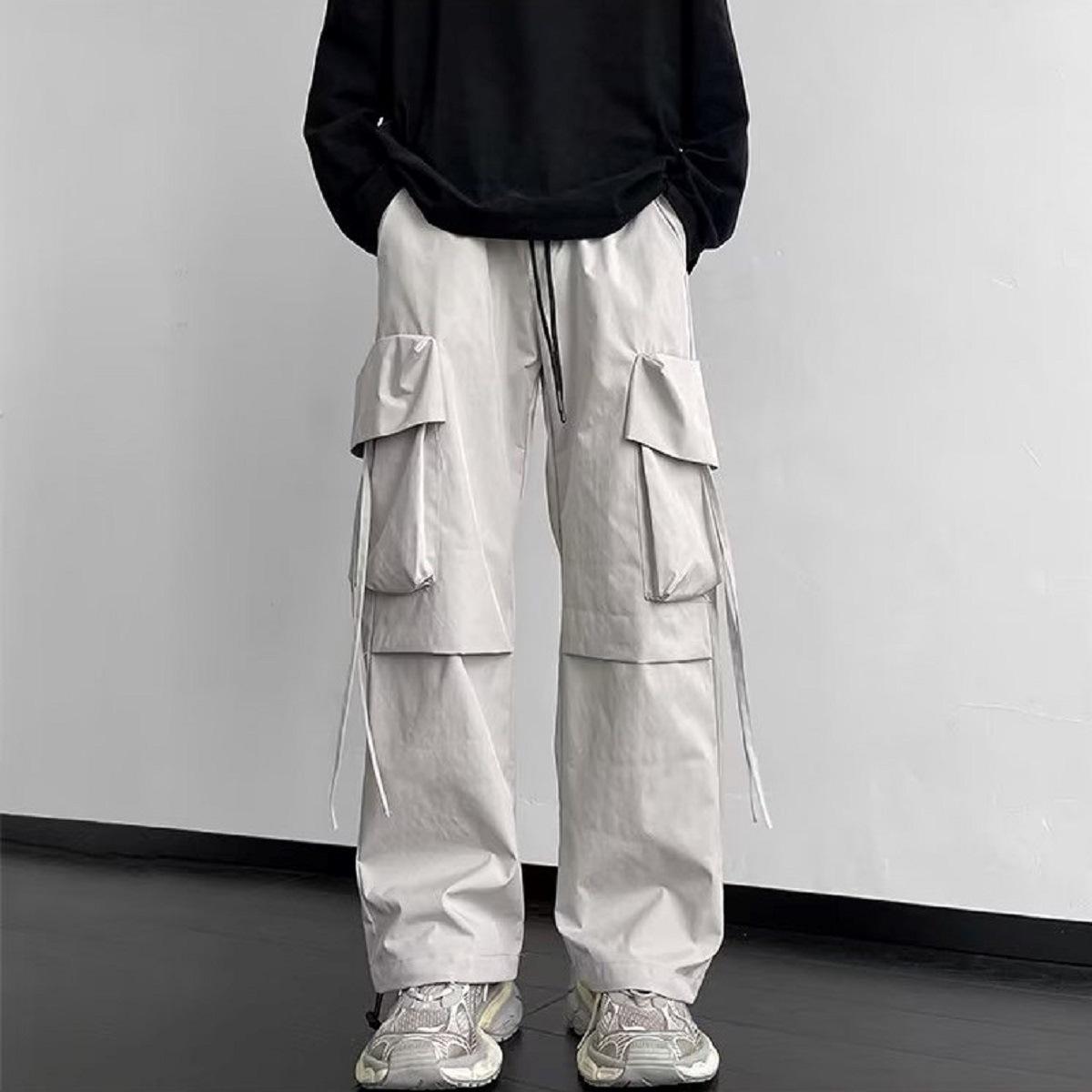 

2024 Men s Multi-Pocket Cuffed Overalls - Trendy American High Street Style XXXL сірий колір/білий