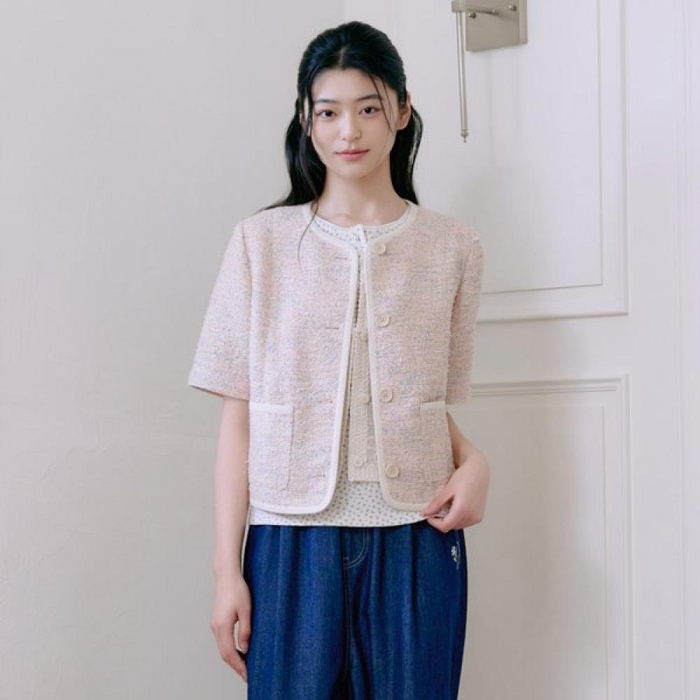 Thursday Island Women Multi Color Tweed Short Sleeve Jacket T264mjk239w
