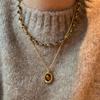 Gold-Plated Tiger Eye Beaded Necklace - Retro Y2K Clavicle Chain, High-End Versatile Jewelry