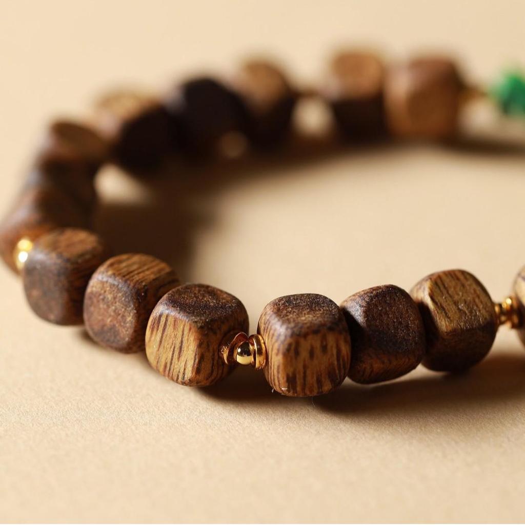 Authentic Agarwood 6mm DIY Square Sugar Bead Bracelet - Customizable Accessories