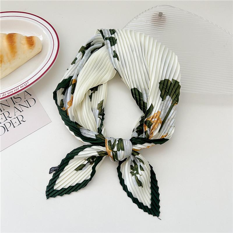 70cm Crumpled Scarf Kerchief Print Square Scarves Women DIY Hair Band Ribbon Headscarf Bandanas Headband Neck Wraps Neckerchief