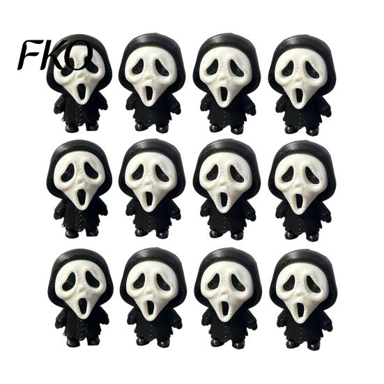 Compact Ghost Face Decor 3D Printed Scream Ornament, Mini Desktop Statue for Halloween Cartoon Desk Figurine Decoration, Funny Skeleton Home
