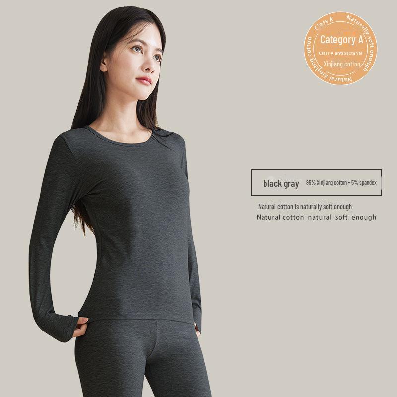 Женский хлопковый пуловер: Теплая, дышащая, антибактериальная рубашка 7A для осени/зимы. single top, XL