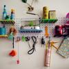 Self Adhesive Sewing Pegboard with 25 Wood Hook 11.8x11.8in Multifunctional Pegboard Organizer