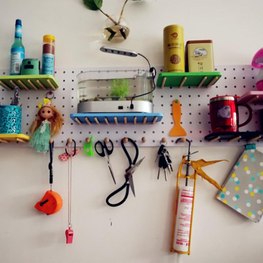 Self Adhesive Sewing Pegboard with 25 Wood Hook 11.8x11.8in Multifunctional Pegboard Organizer