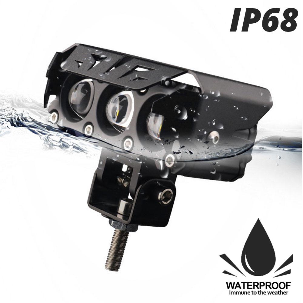 3 Lens Motorcycle LED Spotlight Dual Color Hi/Low Beam Fog Lamps for Car Trucks SUV UTV 12V 24V Lens led Headlight Driving Light