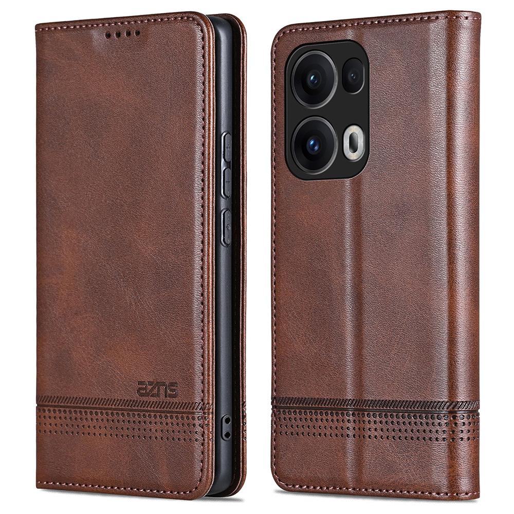 

AZNS Чехол для Oppo Reno13 Pro 5G Текстура коровьей кожи PU кожа Кошелек Чехол для телефона Coffee