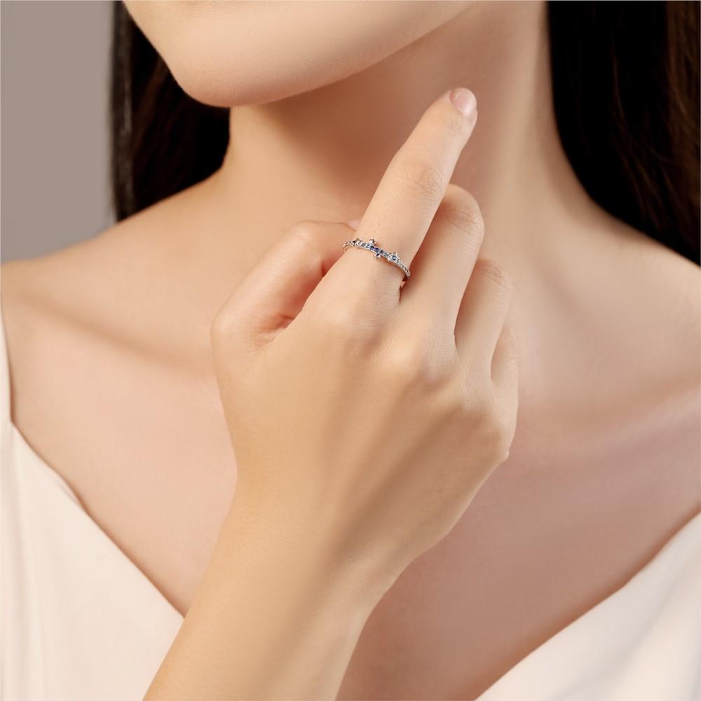 925 Silver Gradient Zircon Star Closed Ring For Women Finger Ring Personality Jewelry Birthday Party Exquisite Gifts