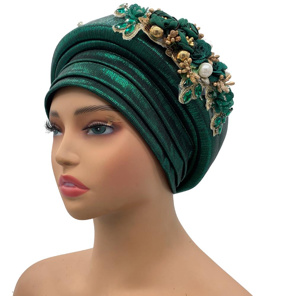 Exquisite Bouquet African Women'S Turban Cap Ready To Wear Nigeria Auto Gele Headtie Female Fashion Head Wraps Turbante Mujer