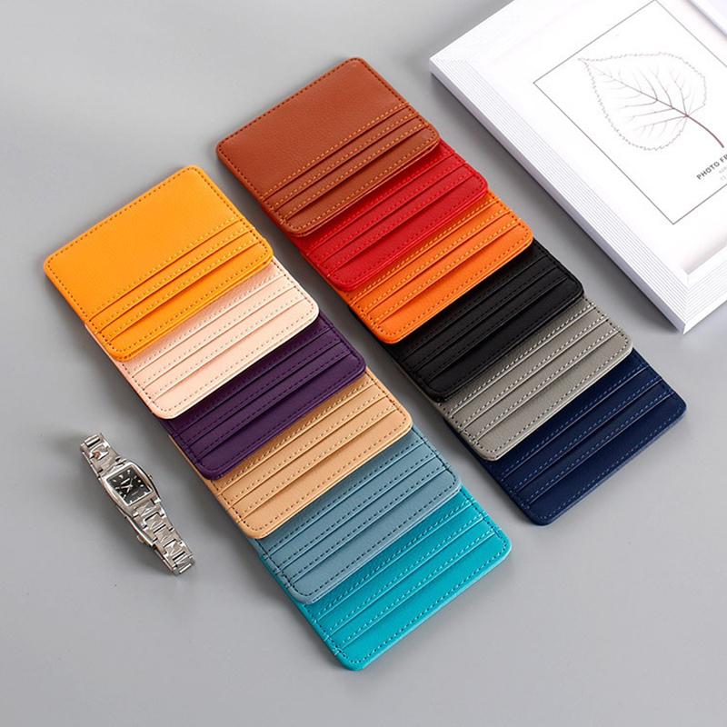 1Pc Pu Leather Id Card Holder Candy Color Bank Credit Card Box Multi Slot Slim Card Case Wallet Women Men Business Card Cover