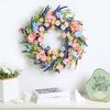 Spring Wreath for Front Door Artificial Floral Wreath with Eucalyptus Leaf Lavender Wildflowers for Easter Indoor Outdoor Home Farmhouse Wall Decor