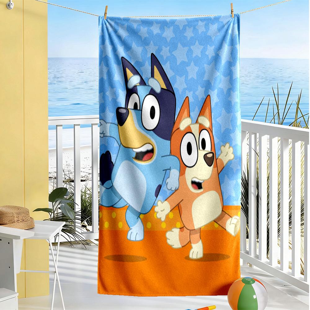 Bluey Bingo Adventure Beach Towel Quick-Dry Soft Microfiber Comfortable Lightweight Perfect for Traveling Yoga Camping and Swimming